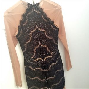 TopShop Lace Sheer dress Nude and black